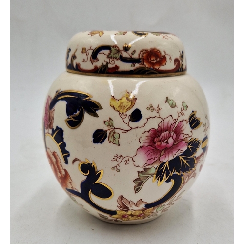 203 - MASON'S IRONSTONE 14cm GINGER JAR & COVER IN THE BLUE MANDALAY DESIGN