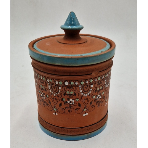 221 - TERRACOTTA LIDDED TOBACCO JAR