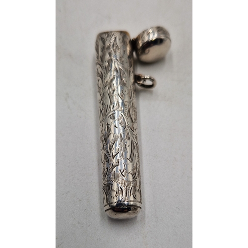 234 - SILVER (Hallmarked For Birmingham) ORNATE CHEROOT/CIGAR HOLDER