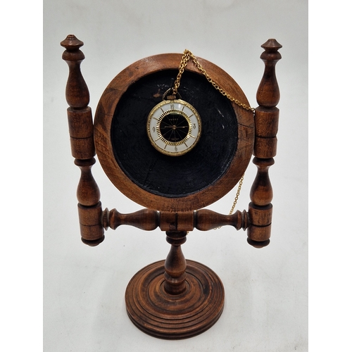 635 - WOODEN POCKET WATCH DISPLAY STAND  (Old)