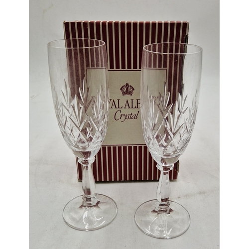 194 - ROYAL ALBERT CRYSTAL (Boxed Set Of Two) CHAMPAGNE FLUTES