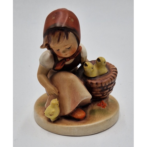 241 - GOEBEL PORCELAIN 9.5cm CHARACTER FIGURINE GIRL WITH CHICKS