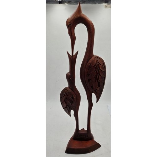 283 - WOODEN Extra Large 67cm MODEL OF A FLAMINGO And YOUNG (Please Note This Lot WILL NOT BE PACKED OR SH... 