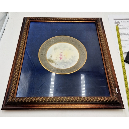 295 - ROYAL WORCESTER CHINA Signed PLAQUE MOUNTED IN AN Extra Large 53cm x 45cm FRAME