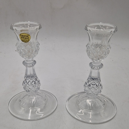 103 - BLEIKEISTALL17cm LEAD CRYSTAL  CANDLESTICKS