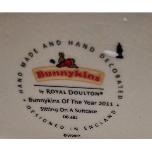 310 - ROYAL DOULTON BUNNYKINS CHARACTER FIGURINE 'SITTING ON A SUITCASE' DB 482 (Bunnykins Of The Year 201... 