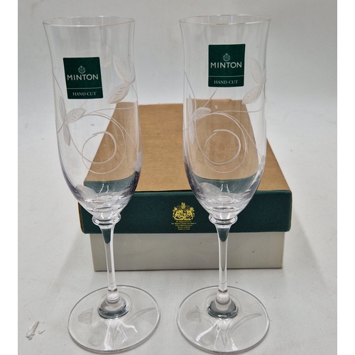 315 - MINTON CRYSTAL (Boxed Set Of Two) CHAMPAGNE FLUTES