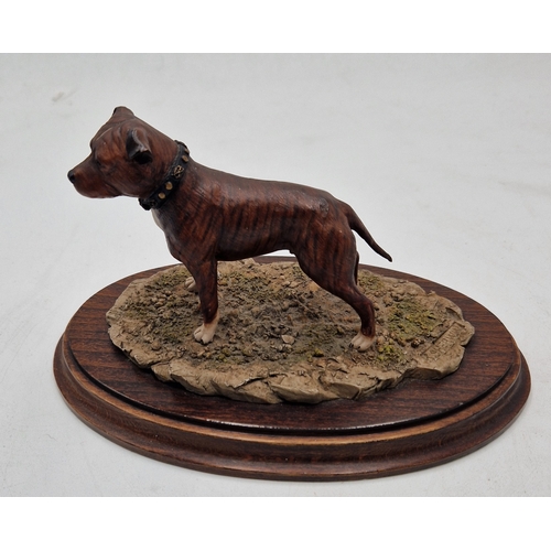 346 - COUNTRY ARTISTS 19cm x 11cm MODEL OF A STAFFORDSHIRE BULL TERRIER On PLINTH Signed By Designer K.She... 