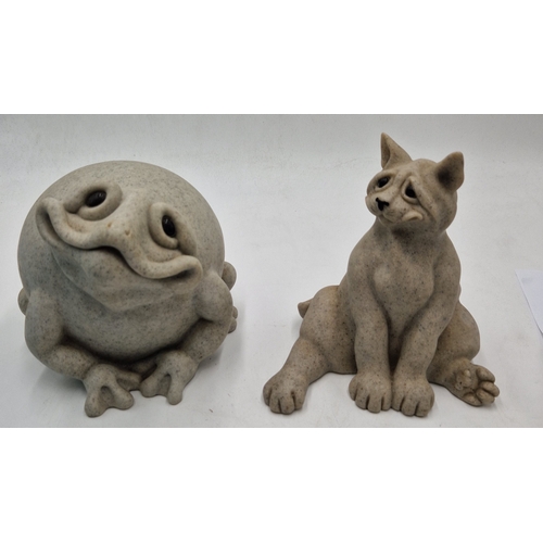 354 - QUARRY CRITTERS 15cm MODEL OF A FROG Plus 17cm MODEL OF A CAT