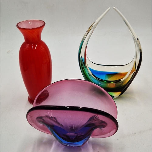 360 - ART GLASS VASES (3) (Please Note This Lot WILL NOT BE PACKED OR SHIPPED....COLLECT ONLY !!!!)