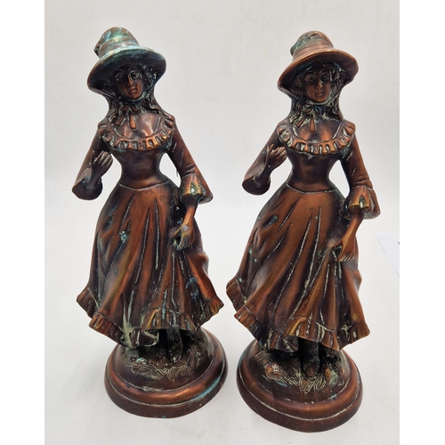 368 - SOLID BRONZE (Hollow Inside) Extra Large 38cm FIRESIDE LADY FIGURINES (Please Note This Lot WILL NOT... 