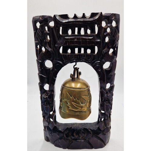 369 - WOODEN Extra Large 42cm x 26cm FRAMED TIBBETAN Large BELL (No Gong)