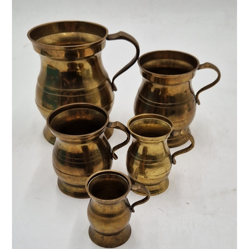 370 - BRASS GRADUATED JUGS/MEASURES (5)