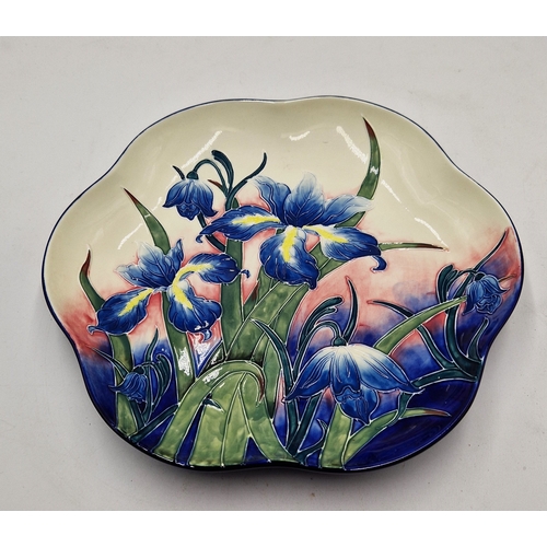 71 - OLD TUPTON WARE TUBELINED Extra Large 29.5cm Dia TRAY/PLATTER IN THE IRIS FLOWER DESIGN