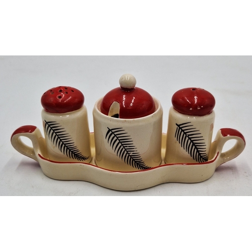 72 - BURGESS And LEIGH (Burleigh Ware) ART DECO CRUET SET.
(In 1851, Messrs Hulme and Booth started an ea... 