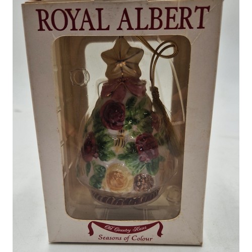 417 - ROYAL ALBERT CHRISTMAS TREE ORNAMENT FASHIONED AS A CHRISTMAS TREE IN THE OLD COUNTRY ROSES DESIGN (... 