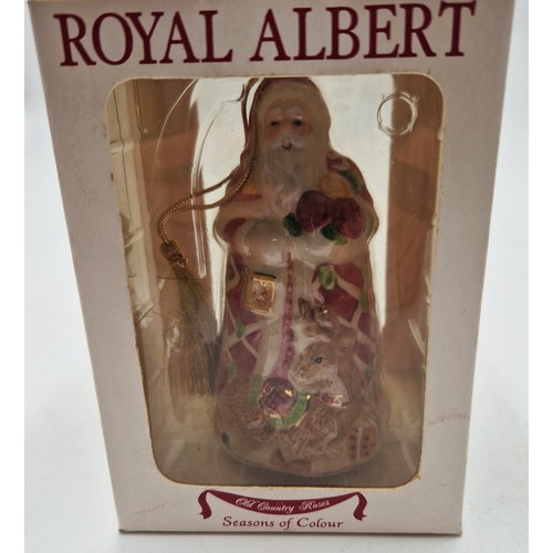 418 - ROYAL ALBERT CHRISTMAS TREE ORNAMENT FASHIONED AS SANTA CLAUS TREE IN THE OLD COUNTRY ROSES DESIGN (... 