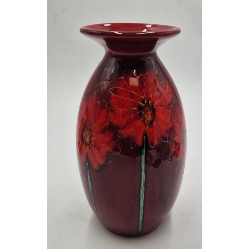 428 - ANITA HARRIS STUDIO'S Large 21cm MINOS VASE IN A FLORAL DESIGN