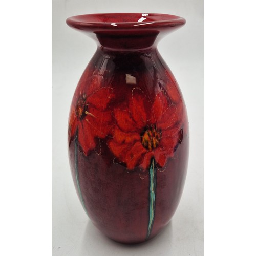 428 - ANITA HARRIS STUDIO'S Large 21cm MINOS VASE IN A FLORAL DESIGN