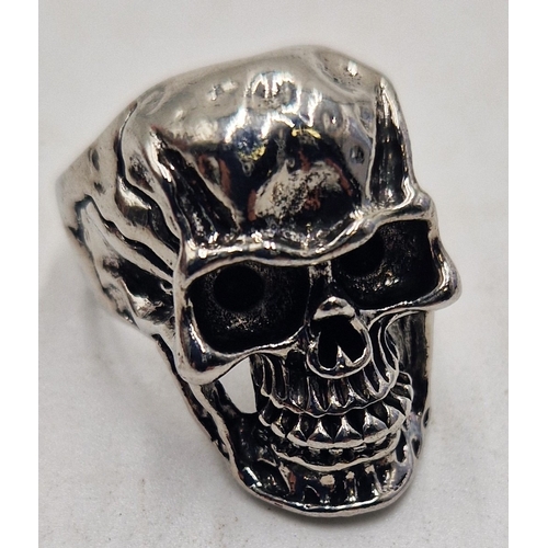 474 - WHITE METAL GENTS SKULL RING