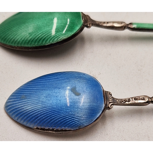 476 - SOLID SILVER GUILLOCHE TEA SPOONS (6)  (Hallmarked For Birmingham 1957) (Original Case)