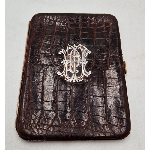 477 - SILVER /CROCODILE WALLET c1904 (Finnigans Ltd , Manchester)