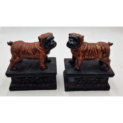 501 - COLD CAST BRONZE BULLDOG BOOKENDS