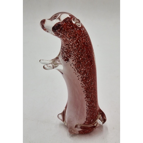 502 - LANGHAM GLASS 14cm MODEL OF AN OTTER