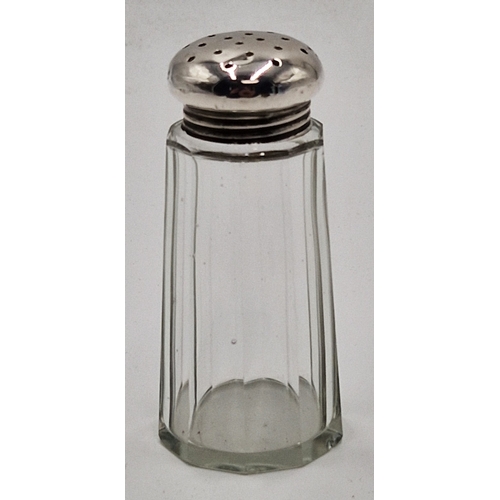 127 - SILVER (Hallmarked Birmingham 1906) TOPPED GLASS PEPPERETTE By Makers Syner & Beddes