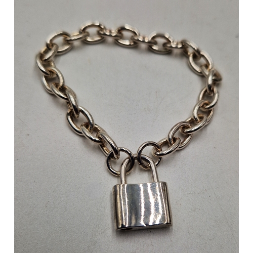 165 - SILVER (925) BRACELET With LOCK CATCH (Total Weight 22 Grams)