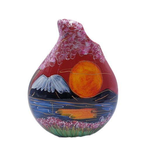 172 - ANITA HARRIS ART POTTERY Large 22cm TEARDROP VASE IN THE CHERRY BLOSSOM DESIGN (Signed In Gold By An... 