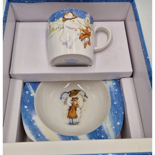 176 - PORTMEIRION  MUG , PLATE & BOWL SET IN THE SNOWMAN DESIGN By Mr Raymond Briggs  (Original Box With M... 