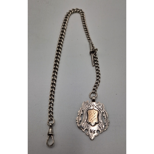 121 - SILVER VICTORIAN 35cm ALBERT WATCH CHAIN & FOB With GRADUATED LINKS,EVERY LINK IS HALLMARKED (Fob Ha... 