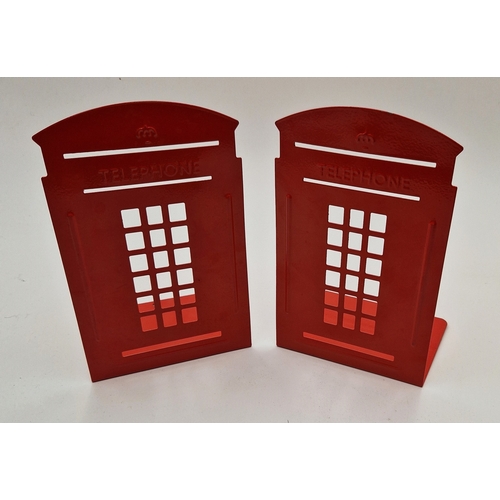 562 - METAL RED TELEPHONE BOX BOOKENDS