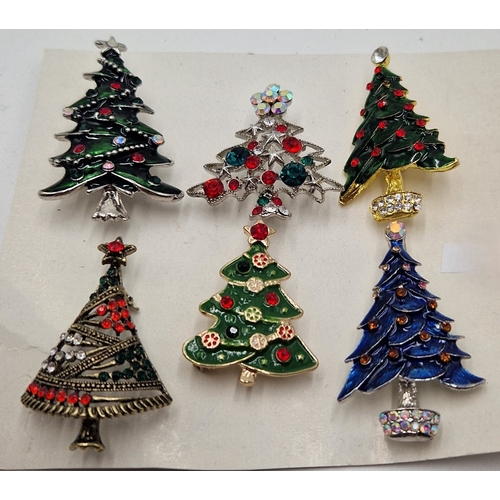 724 - METAL/ENAMEL CHRISTMAS TREE BROOCHES (6)