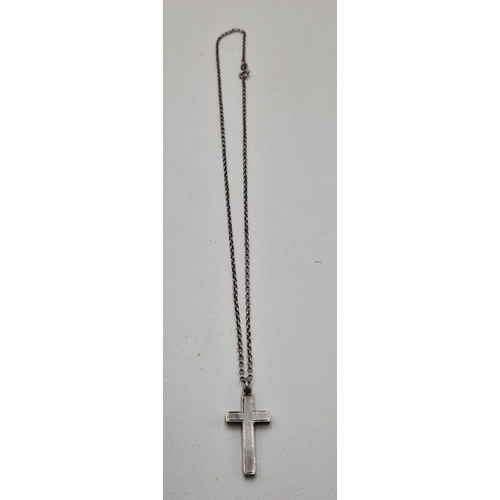 605 - SILVER CROSS PENDANT (Hallmarked For Birmingham 1911) By Lewis Hart ON A SILVER (925) _____cm NECK C... 