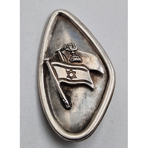 606 - STERLING SILVER ISRAEL FLAG PENDANT Plus MENORAK (Marked Sterling) ISRAEL PIN /PENDANT