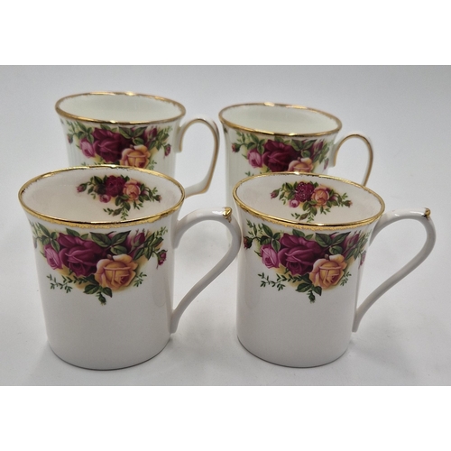 39 - ROYAL ALBERT CHINA MUGS (4) 10cm (2) &  8cm (2) IN THE OLD COUNTRY ROSES DESIGN