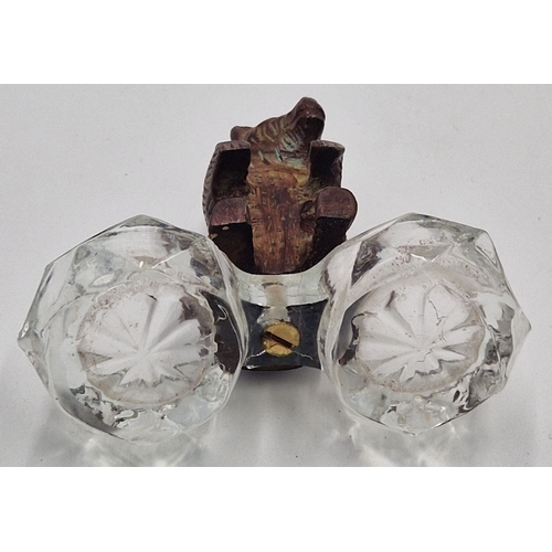 12 - METAL BROWN BEAR GLASS SALT & PEPPER BOWLS