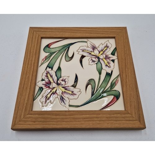 123 - MOORCROFT Large 19cm x 19cm FRAMED PLAQUE (Shape No PLQ 7) 