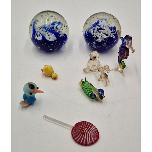 166 - GLASS PAPERWEIGHTS & VARIOUS GLASS ITEMS