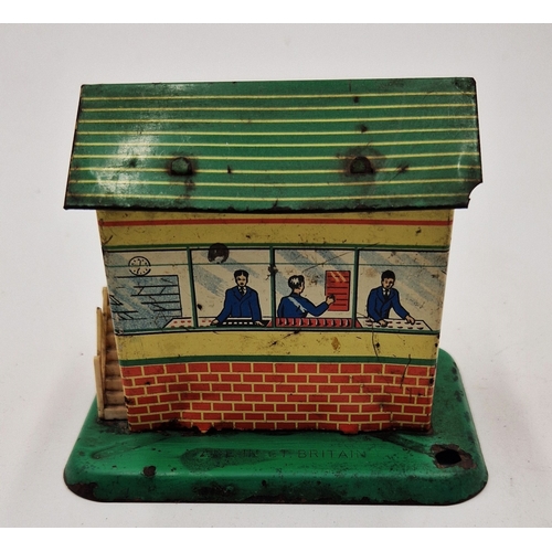 95 - TIN PLATE 10cm x 8.5cm MODEL OF A STATION PLATFORM c1920s