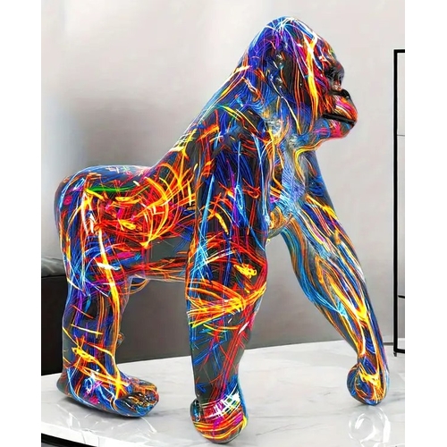 21 - COMPOSITE Large 26.5cm x 26cm x 14cm MULTI-COLOURED SCULPTURE OF A GORILLA 