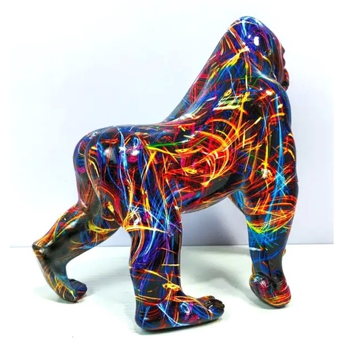 21 - COMPOSITE Large 26.5cm x 26cm x 14cm MULTI-COLOURED SCULPTURE OF A GORILLA 