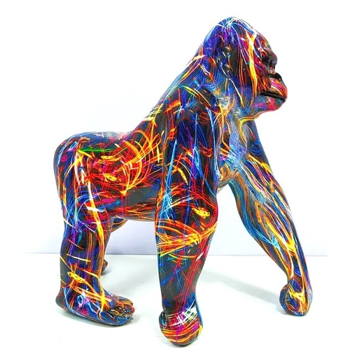 21 - COMPOSITE Large 26.5cm x 26cm x 14cm MULTI-COLOURED SCULPTURE OF A GORILLA 