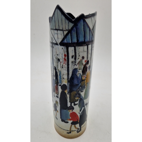 49 - BESWICK Large 21.5cm SILHOUETTE D'ART VASE L.S. LOWRY 'MARKET SCENE NORTHERN TOWN'