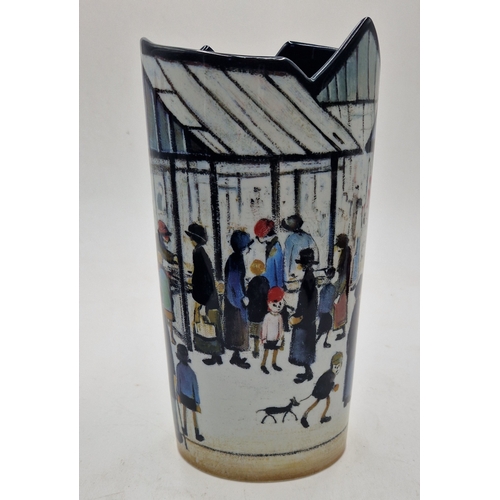 49 - BESWICK Large 21.5cm SILHOUETTE D'ART VASE L.S. LOWRY 'MARKET SCENE NORTHERN TOWN'