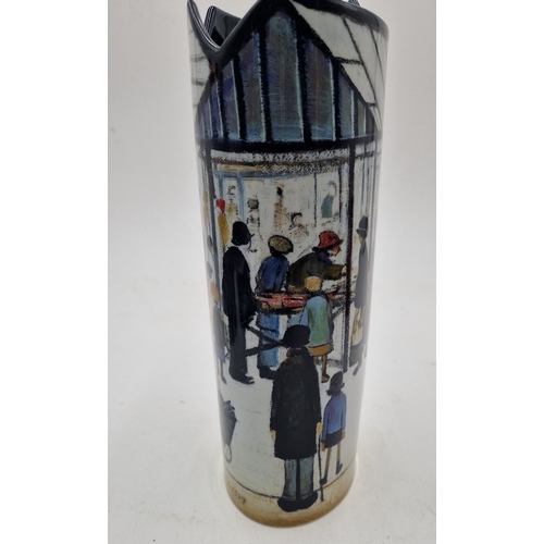 49 - BESWICK Large 21.5cm SILHOUETTE D'ART VASE L.S. LOWRY 'MARKET SCENE NORTHERN TOWN'