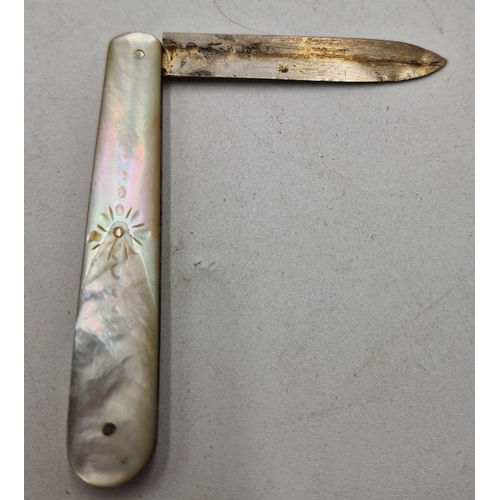 17A - SILVER (Hallmarked ) PEARL HANDLE PENKNIFE