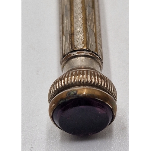 42 - SILVER MECHANICAL PENCIL With AMYTHEST SEAL STONE (Old)